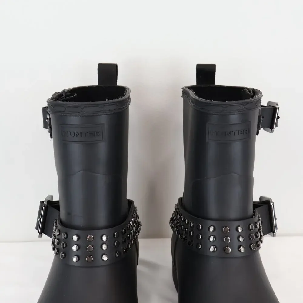 Hunter Boots Women's Refined Stud Biker Boot Black Size US 8